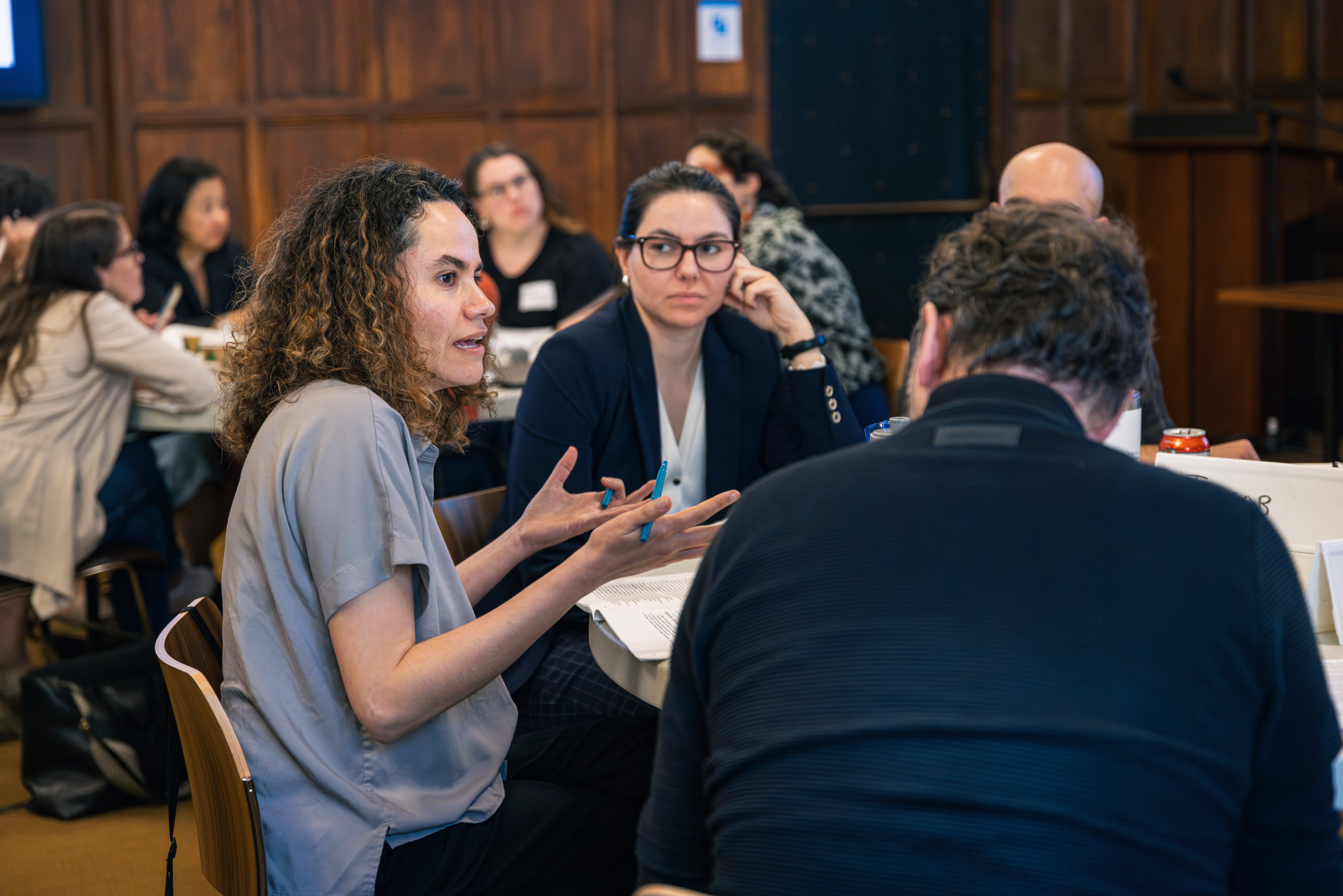teachers talking at a table