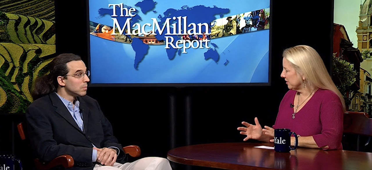 Talk show MacMillan Report with host and guest speaker