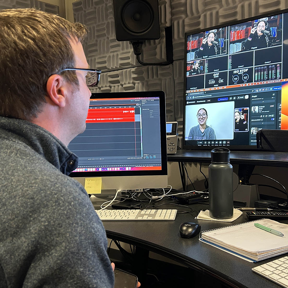 Podcast studio tech recording