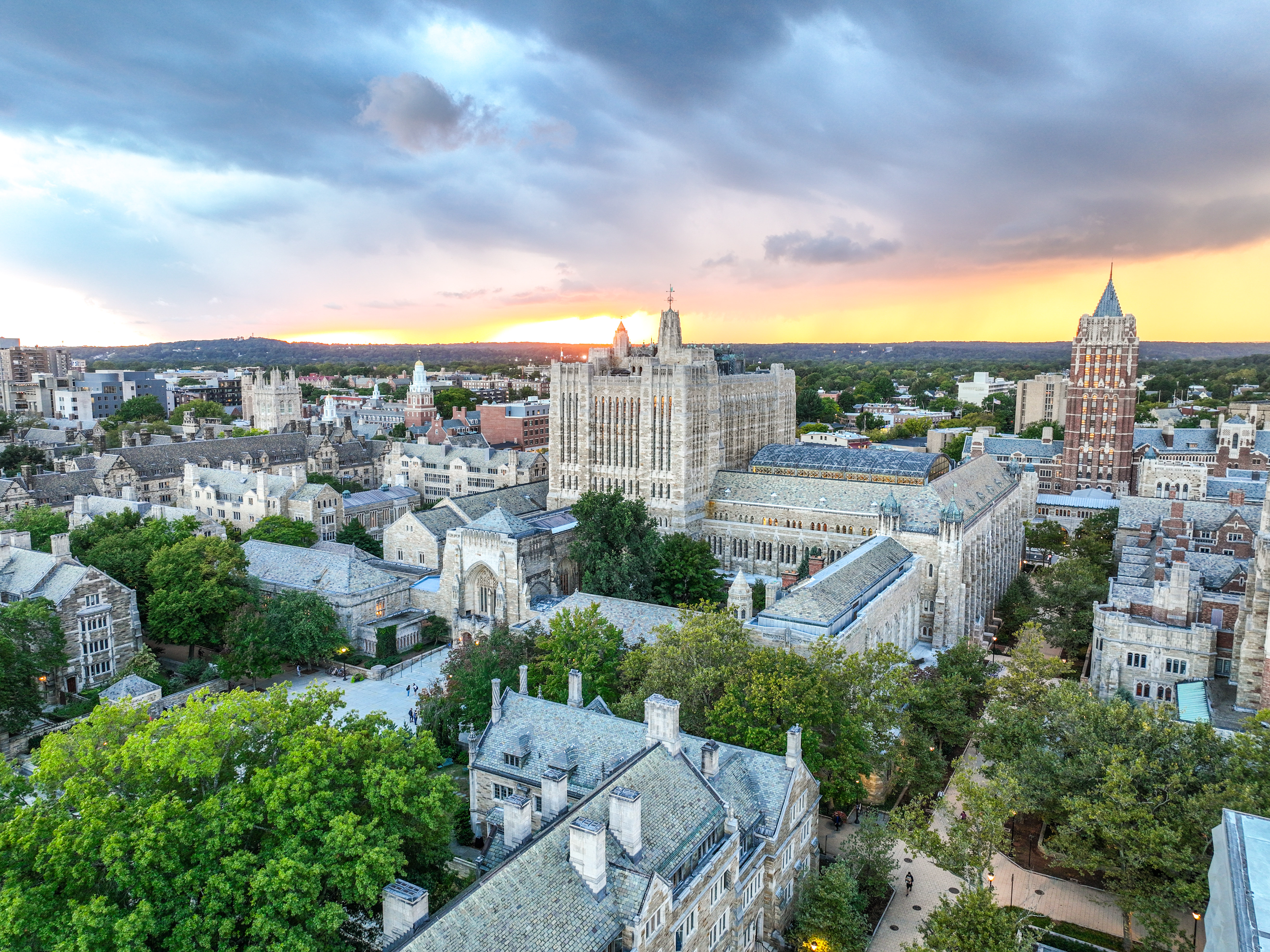Aerial view of Sterling Memorial Library