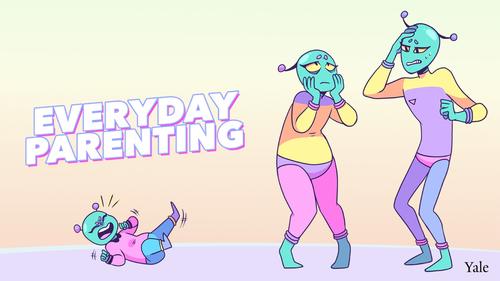 "Everyday Parenting" with two adult aliens and one toddler alien