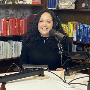 Nelba Márquez-Greene in recording her podcast for Yale