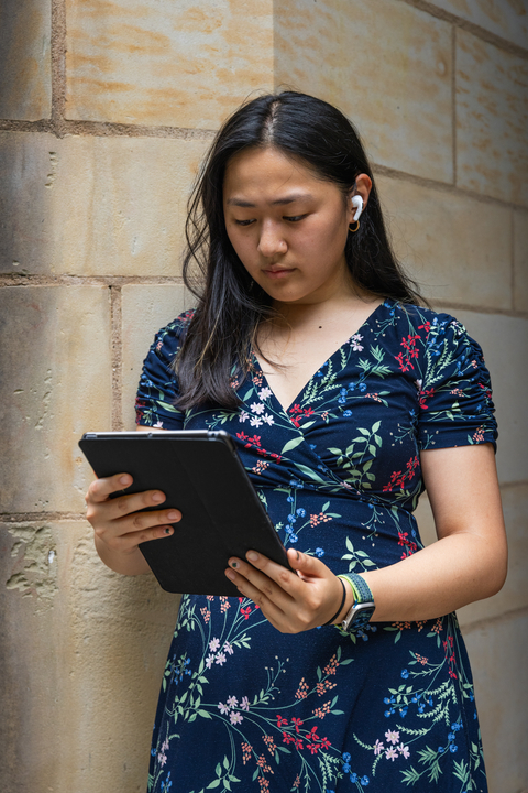 Student learning on iPad