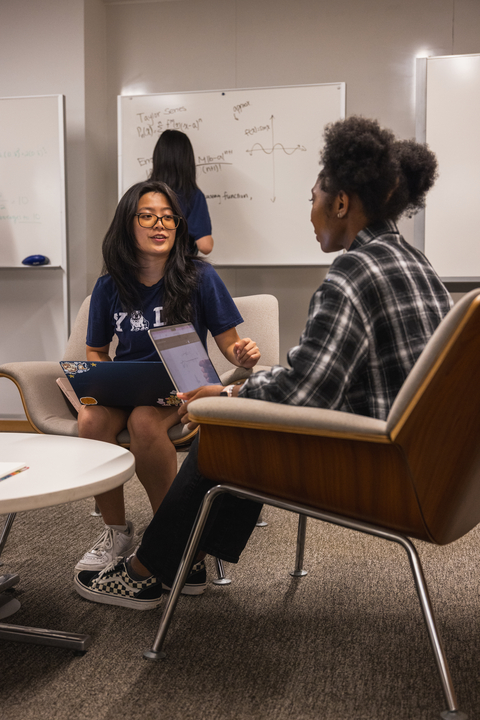 two students working together