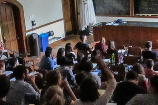 Presentation to a group of interested students in a Yale lecture hall.