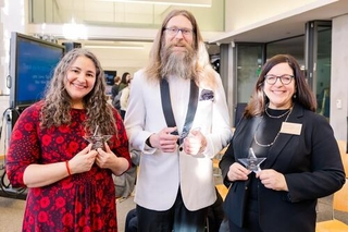 Laurie Santos, Mike Wininger, and Eva Garen pose with their Yaliewood Stars!