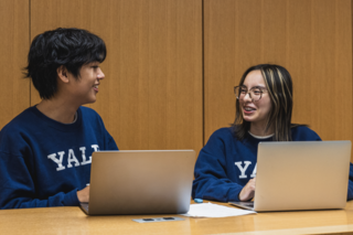 students talking