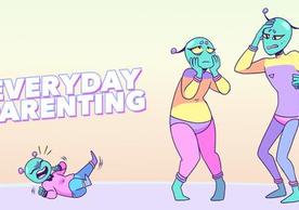 "Everyday Parenting" with two adult aliens and one toddler alien