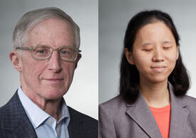William Nordhaus (pictured wearing a blue shirt and plaid blazer) and Katie Wang (pictured wearing a coral shirt and gray blazer)