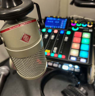 Microphone in the podcast studio