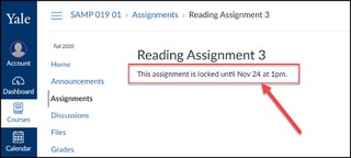 Canvas assignment called Reading Assignment 3 that is locked because the due date is past.