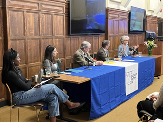Panelists speaking at the GWL's "From Dissertation to Book" panel event