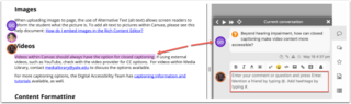 Perusall interface with a singular highlighted comment displayed and typed threaded response below it.