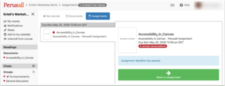 Perusall course interface with a single assignment highlighted.