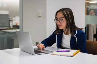 student writing