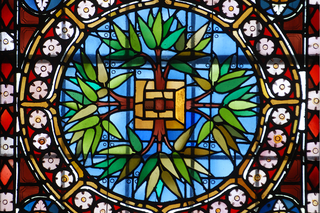 stained glass panel representing knowledge