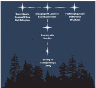 framework principles depicted as stars in the night sky with tree line